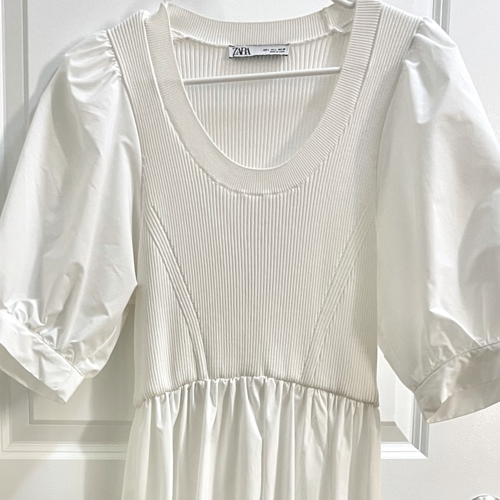 ZARA [Limited Edition] Combination Knit Puff Sleeve Dress